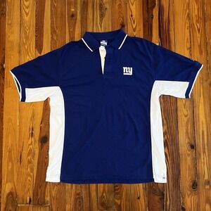 Reebok NFL NY Giants Polo‎ Shirt Men's L Blue White PlayDry Moisture Wicking